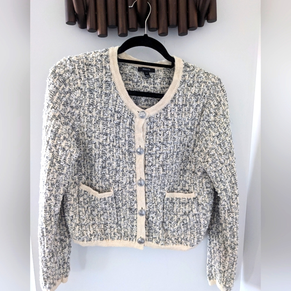 RW&CO Women's Tweed Sweater Cardigan - Size US M